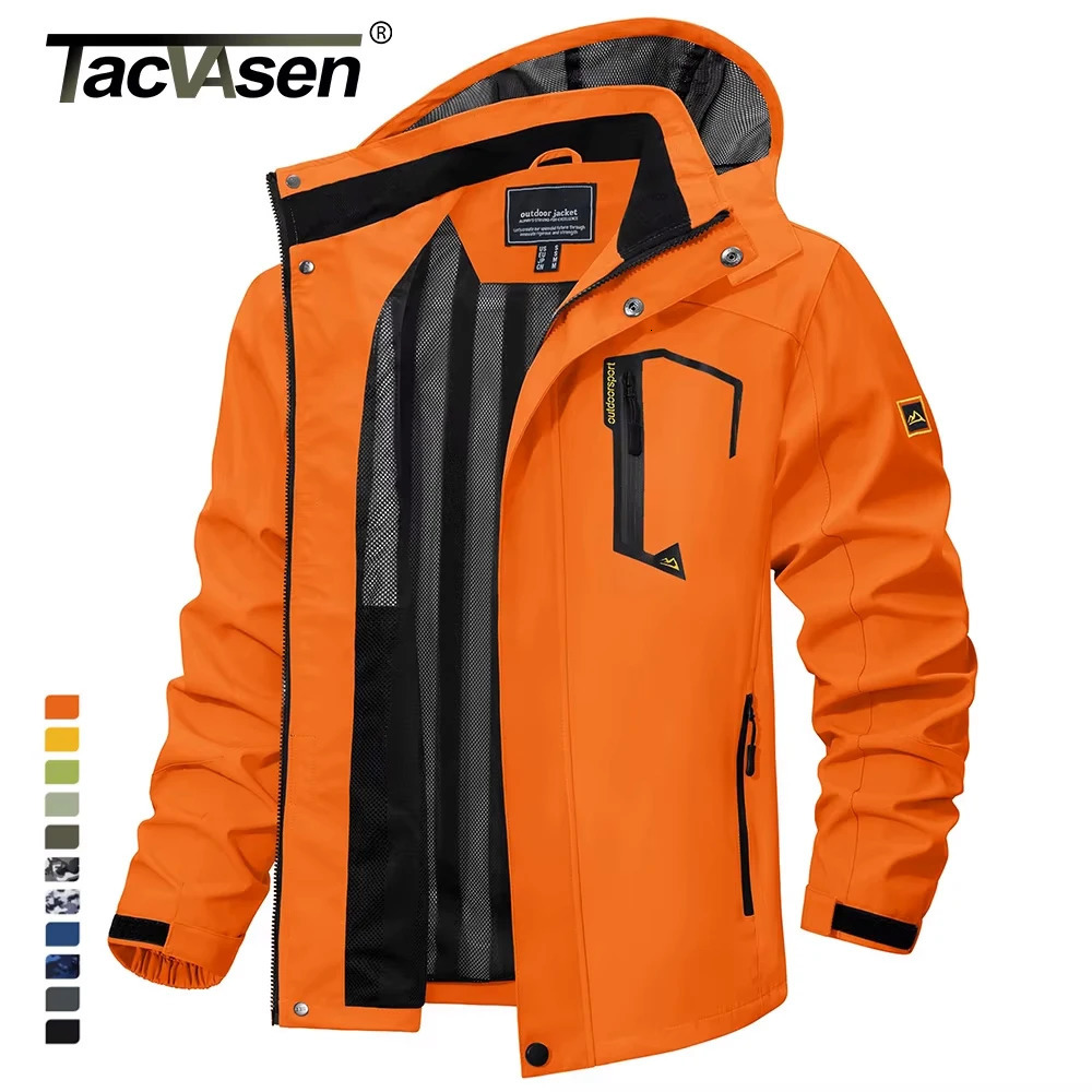 TACVASEN Spring Autumn Lightweight Jackets Mens Mesh Lined Waterproof Rain Jacket Outdoor Fishing Hiking Jacket Male Windbreaker 251020