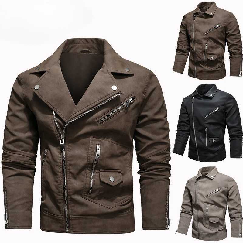 Jacket Men Coat Winter Leather Bomber Genuine Casual Brown Jackets Coats Faux Leather Vintage Black Biker Jacket Men Windproof W251023