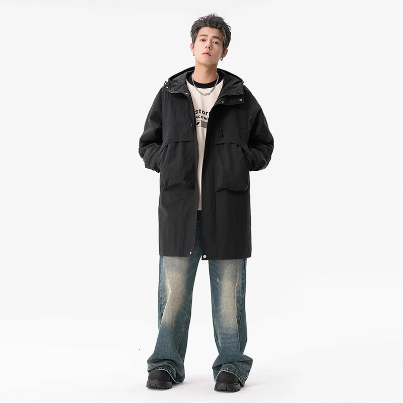 Mens Long Casual Loose Trench Coat Cool Fashionable and Versatile Soft Highquality Comfortable Lapel Top 251014