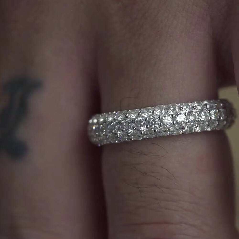 925 Sterling Silver 10K14K18K Gold Premium VVS D Custom Moissanite Iced Out Hip Hop Pinky Ring for Men With Certificate