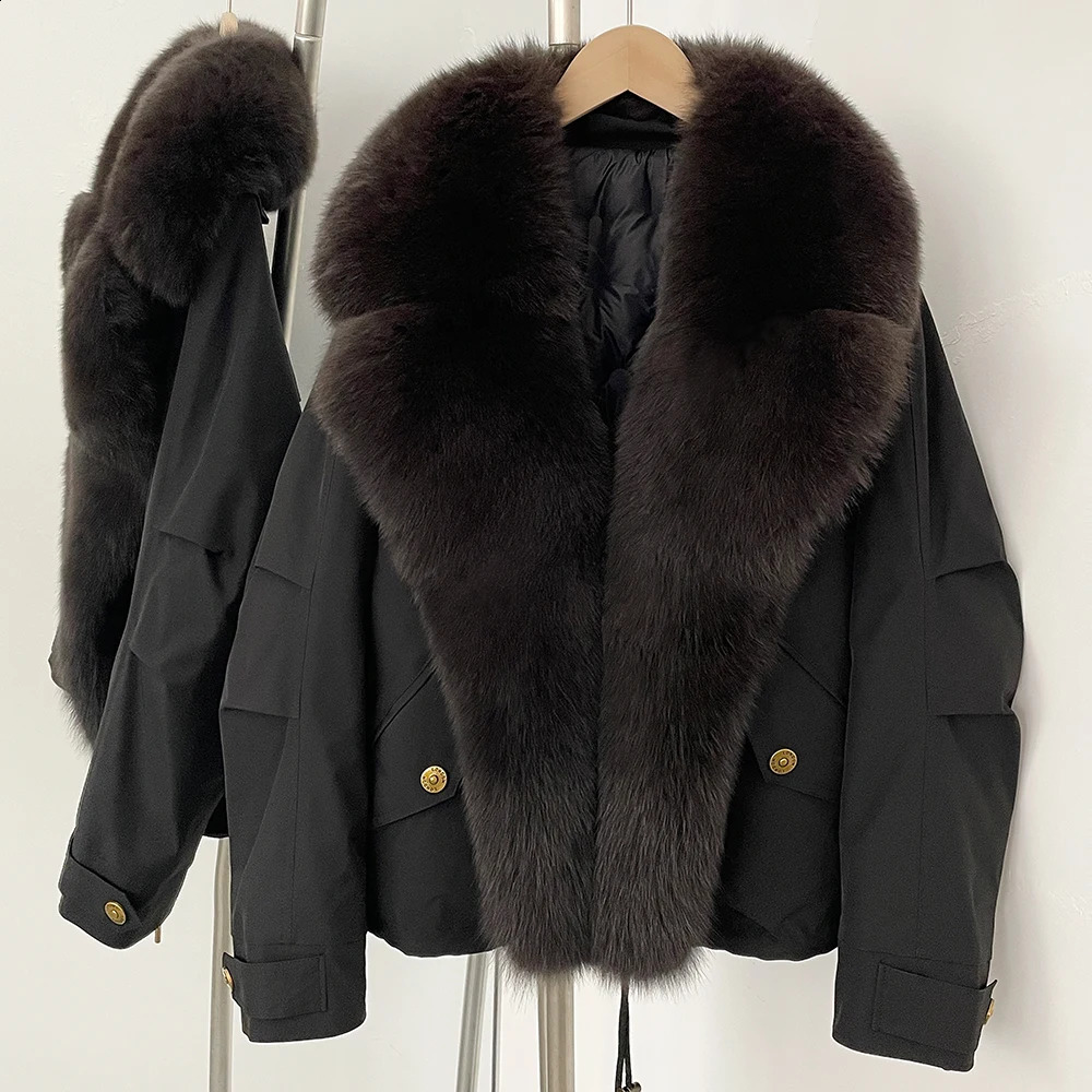 OFTBUY Natural Fox Fur Parka Jacket Fashion Short White Duck Down Coat Winter Clothes Women Real Puffer Female 251022