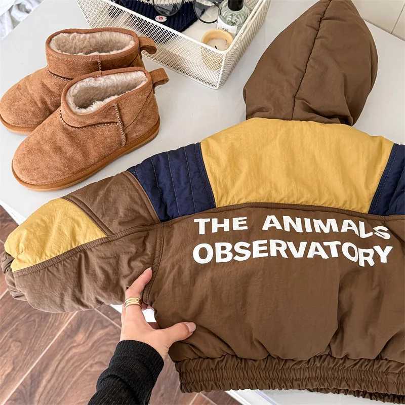 2025 Winter New Children Plus Velvet Thick Warm Coat Letter Print Boys Down Jackets Baby Girls Hooded Padded Jacket Kids Clothes Y251023
