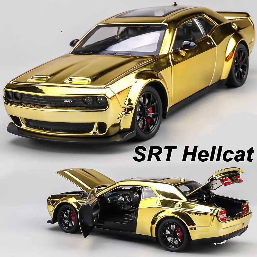 124 Challenger SRT Hellcat Lambor LP770 Alloy Sports Car Diecats Model Toys Doors Opened Sound Light Pull Back Childrens GiftsT251023