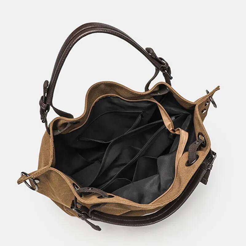 Fashion Women's Tote Large Capacity Canvas Women Shoulder Bag Versatile Casual Crossbody Bags Ruched Female Handbag