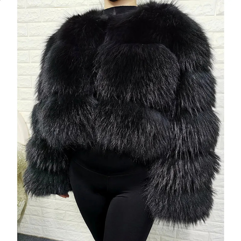 Plus Size Tops Brown Fur Maomaokong Obese Womens Outerwear Natural Raccoon Coat Winter Jacket Female Clothing 4xl 251022