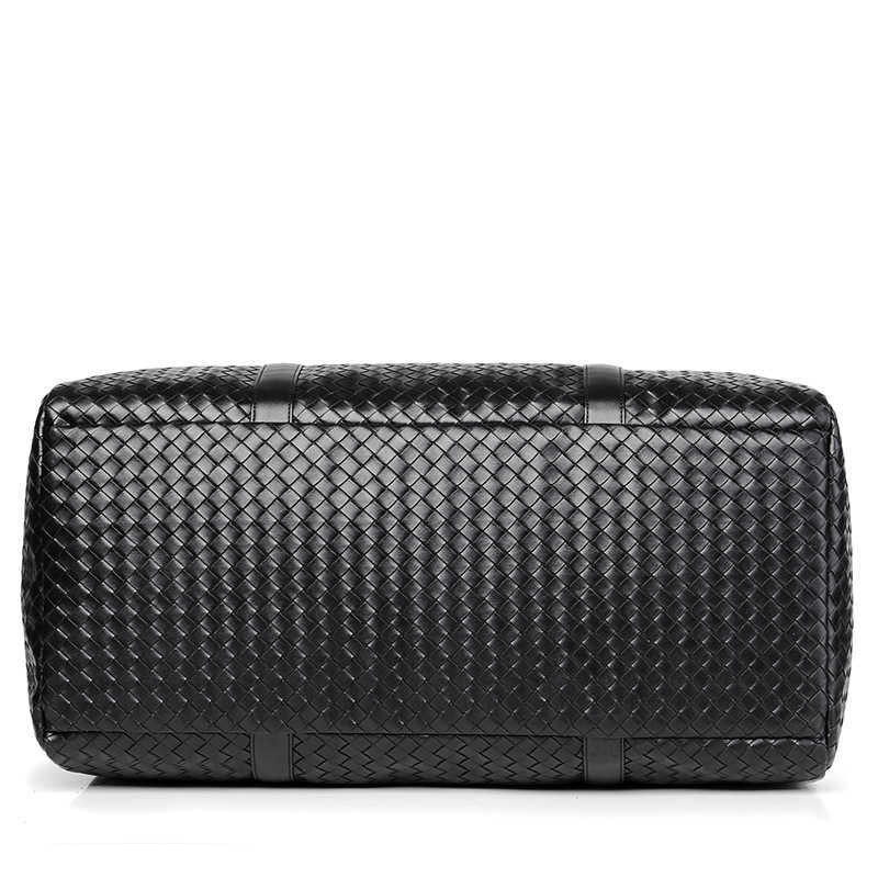 New Large Capacity Travel Bag Mens Casual Short Distance Handbag Plaid Woven Gym Bag Single Shoulder Crossbody Bag W251023