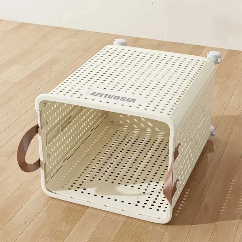 Wheeled Folding Laundry Basket Breathable Large Capacity with Handles Suitable for Families Hotels and Dormitories C251023