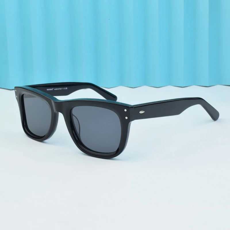 ROGBAE brands Women sun glasses 2025 Mens Thick Acetate Frame Rectangular Sunglasses UV400 Curved spectacle frame lens EyewearW251023