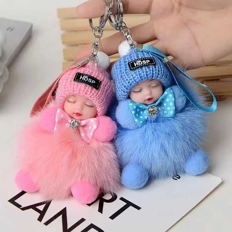 Cute Fluffy Plush Sleepy Doll Keychain For Women Girls Bag Car Key Chain Kawaii Key Ring On Bag Car Trinket Pendant Gift Z251023