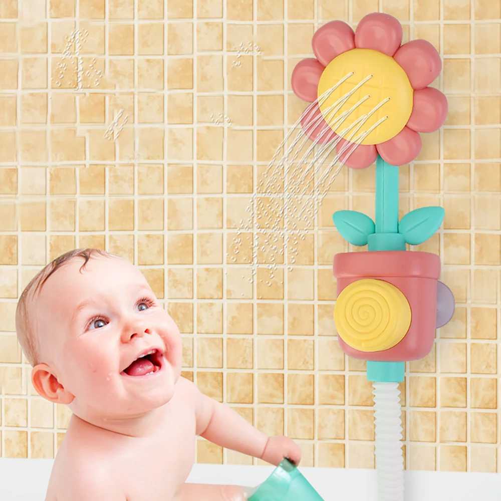 Baby Sunflower Shower Bath Toy Sprinkler Head Spray Water Shower Swim Pool Bathing Bath Ball With Manual Device For Kids Gift J251023