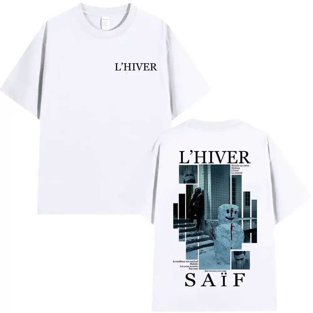 2025 Rapper Lhiver Saif Album Graphic T Shirt Mens Gothic Hip Hop Short Sleeve TShirts Cotton TShirt Fans StreetwearXJ251023