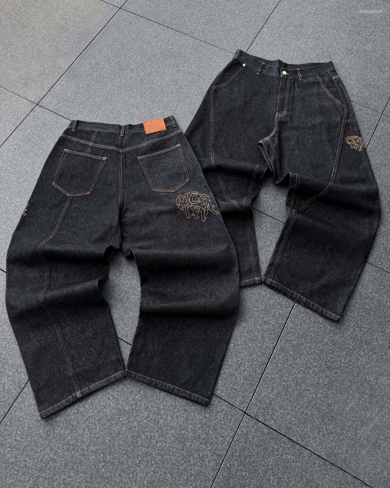 Men's Jeans Cross-Border Embroidery Loose Jeans Casual American Street Hip-Hop Patchwork Long Wide-Leg Pants Y2K European And Style