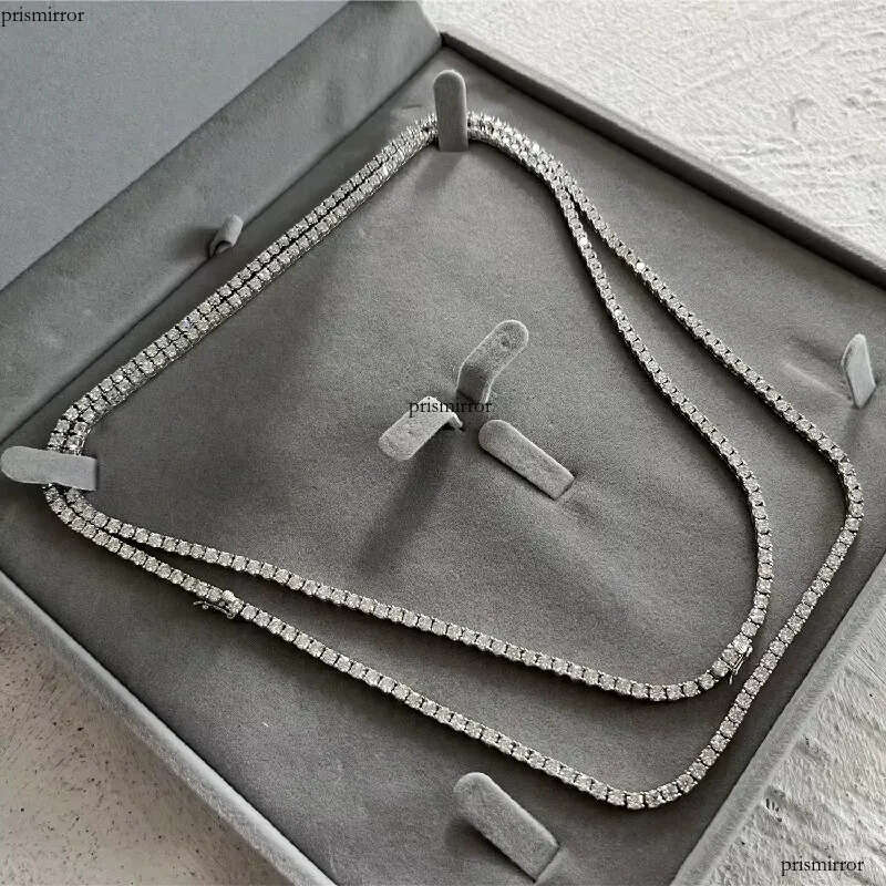 Iced Out 3mm Moissanite Dia VVS Sterling Sier Tennis Chain Necklace