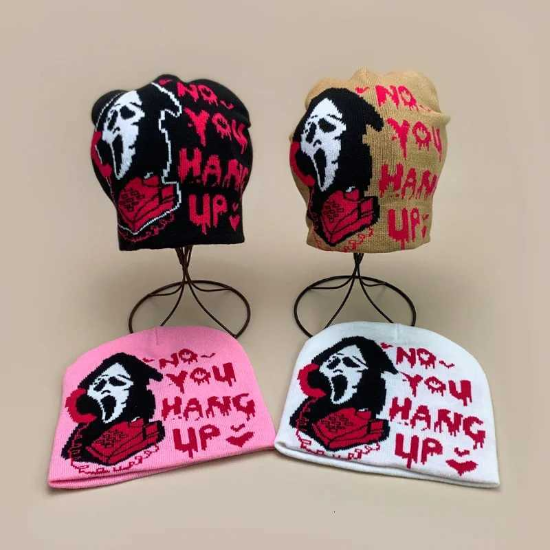 Halloween Wool Knitted Hats Warm Spoof Hip Hop Autumn and Winter Versatile Horrible Color Block Fashion Skate Y2K BeaniesXJ251023