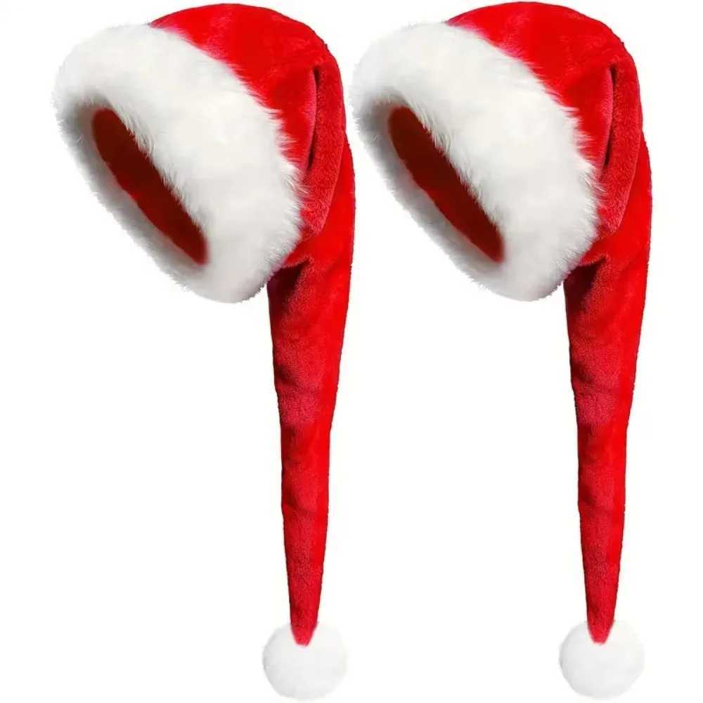 Super Long Christmas Hats Soft Cfortab Velvet Christmas Hat Kids Adt Thicke Santa Claus s Mens and wensW251023