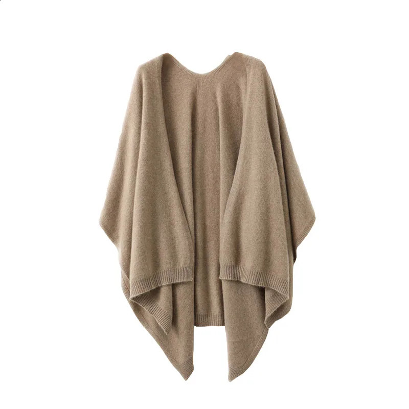100 Merino Wool Women Large Size Sweater Casual Simple Cardigan Knitwear Autumn Winter Warm Clothing Scarf Shawls 251022