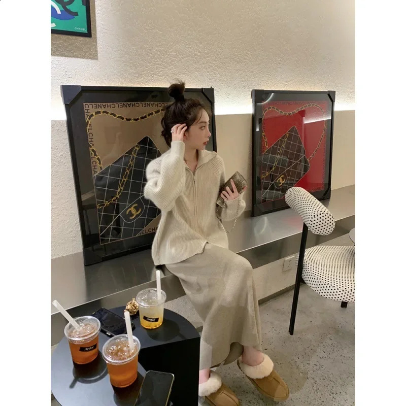 HighEnd FeelSoft and Supple Knit Skirt Womens MediumLength StraightLeg Bodycon HighWaisted A Line Dress 251022