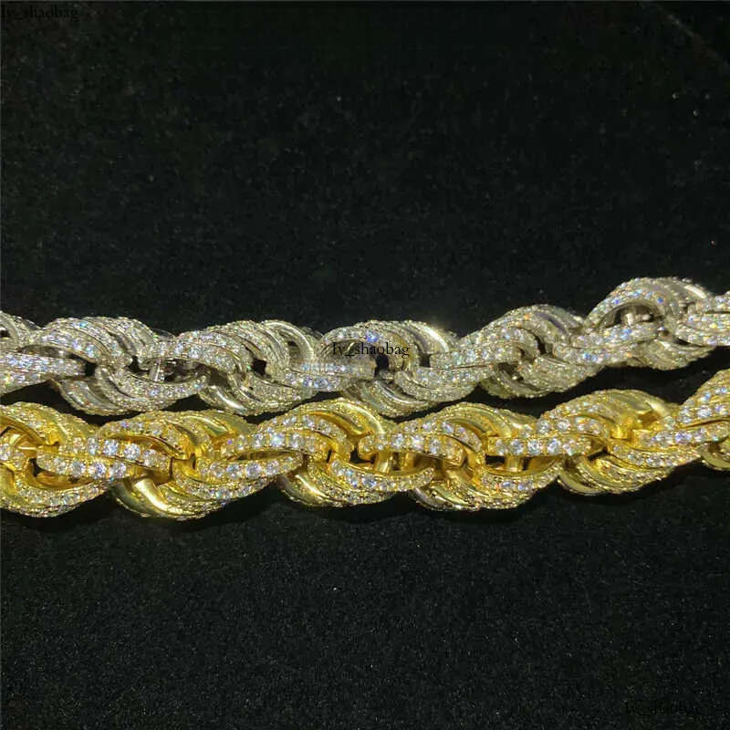 Twisted Moissanite S 10k 14k Solid Gold Hip Hop Men Jewelry Cuban Necklace Iced Out Vvs Dia Rope Chain