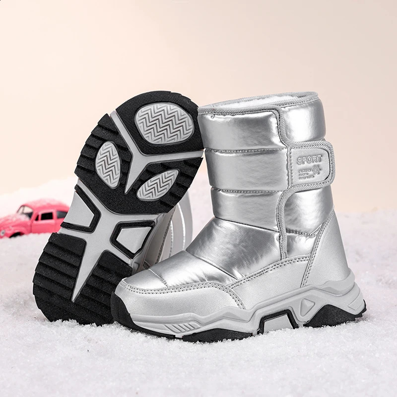 Kids Snow Boots Winter Hightop Warm Cotton Shoes for Children Boys Girls Warm Plush Lining Ankle Boots Antiskid Waterproof 251018CJ