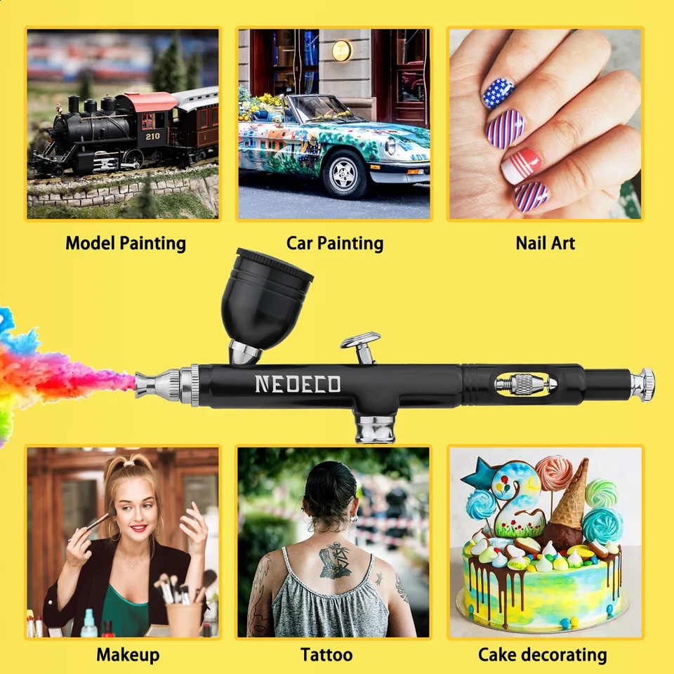 Neoeco 30PSI Airbrush Kit DualAction MultiFunction Portable Airbrush Set Noisereducing Compressor for Painting Cake Model 251015