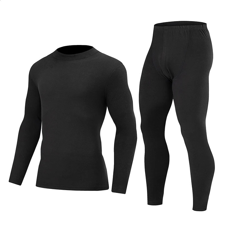 2piece AutumnWinter Mens Classic Fashion Basic Warm Underwear Set Loose Large Half High Collar Top Elastic Waist Pants 251023