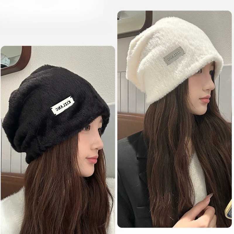 Autumn Winter Fashion Beanies Outdoor Casual Loose Knitted Hat Versatile Warm Thickened Pullover Cap for WomenXJ251023