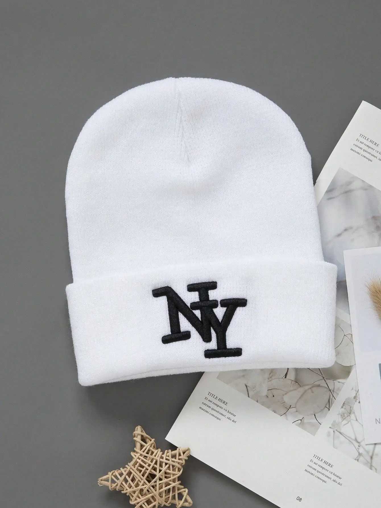 1 letter embroidered fashionable highend windproof knitted beanie hat suitable for both men and women hiphop elastic hat suXJ251023