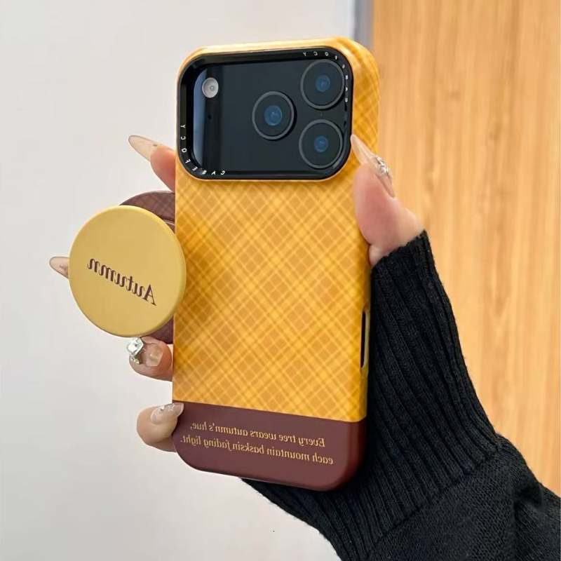 Autumn and Winter Spliced Orange Base Magnetic Stand Compatible with iPhone 17 Pro Max iPhone16 Phone Case 15 Pro