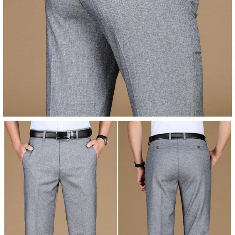 Mens Chic Business Work Suit Pants Middleage Large Size 2940 Trousers High Quality Baggy Formal Occasion Male 251023
