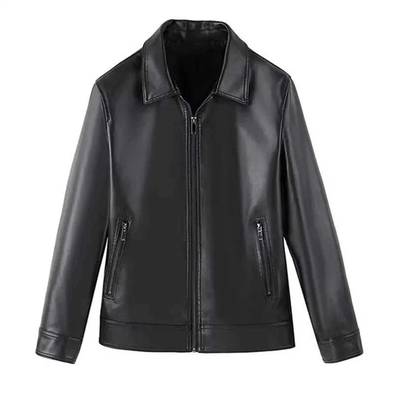 Spring Autumn Korean Style Leather Jacket Men Turn Down Collar Motorcycle Pu Leather Coats Fashion Mens Moto Biker Leather Tops W251023