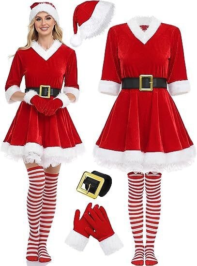 2025 Christmas Adult Women's Clothing Christmas Dress Festival Party Dress Santa Claus New Santa Claus Performance Dress