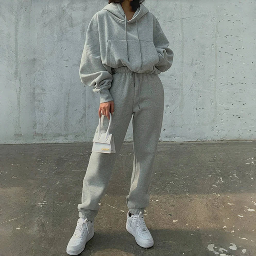 Hoodies Suit Women Autumn Winter Casual Tracksuit Fleece 2 Pieces Set Pullover Sports Sweatshirts Sweatpants Fashion Outfits 251022