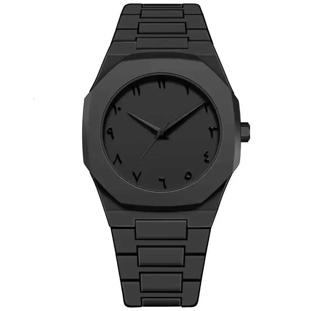 New Fashionable Mens Watch Simple Black Male Quartz Watches Arabic digital Casual Drip Oil StrapL251023