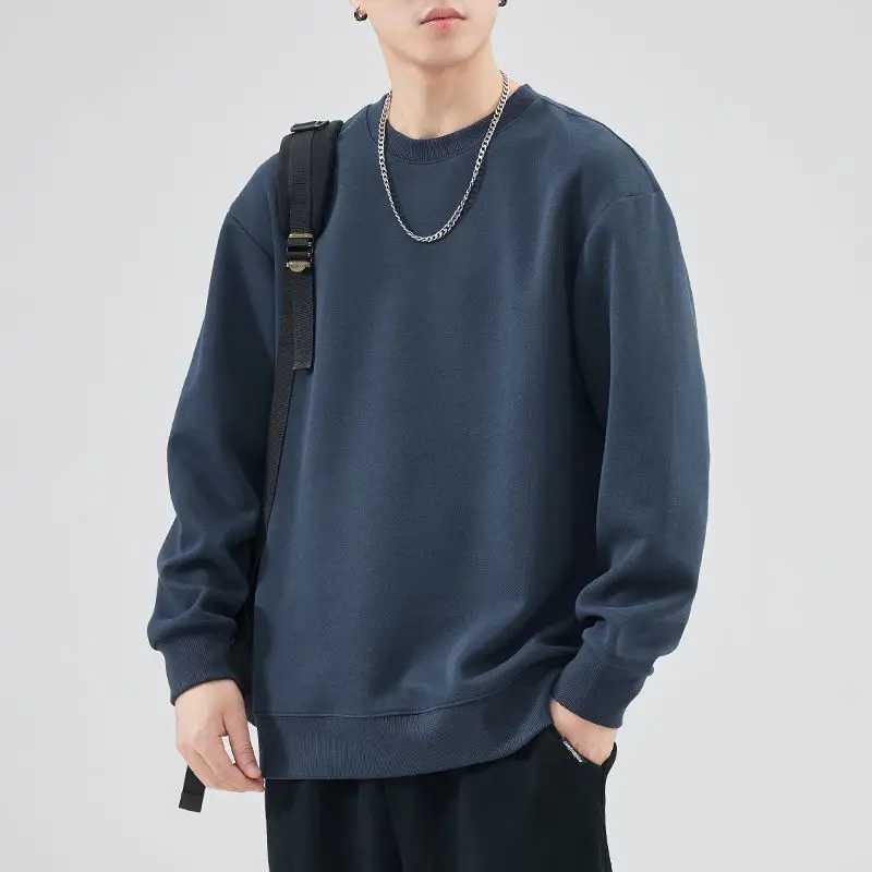 Spring and Autumn Solid Color Round Neck Men Loose Versatile Casual Sweatshirt Without Hood Long SleeveT251023