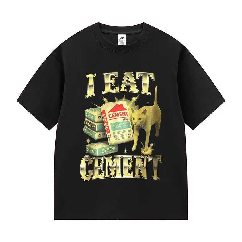 I Eat Cement Cat Funny Meme T Shirt Mens Women Harajuku Vintage Fashion Tshirts Casual Cotton Short Sleeve Tshirt StreetwearXJ251023