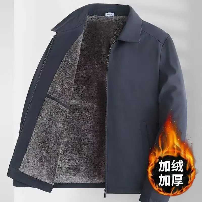 Autumnwinter Fleecelined Thickened Woolen Jacket for Middleaged Elderly Men Warm Excessively Large Business Casual Jacket Men W251023