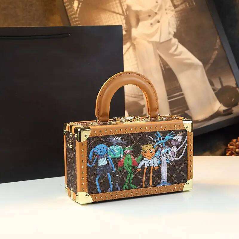 Cartoon Box Bags Women Handbags Evening Top Handle Satchel Rivets Crossbody Bag Small Hard Purse Shoulder