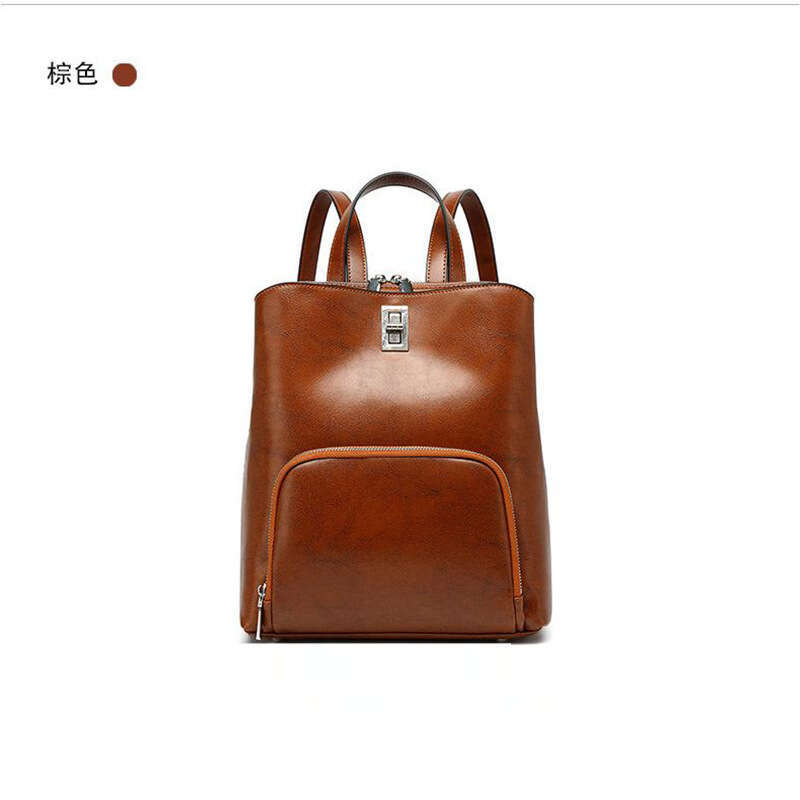 Top Layer Fashion New Handheld Travel Genuine Leather Large Capacity Simple Commuter Bag Cowhide Backpack High Quality