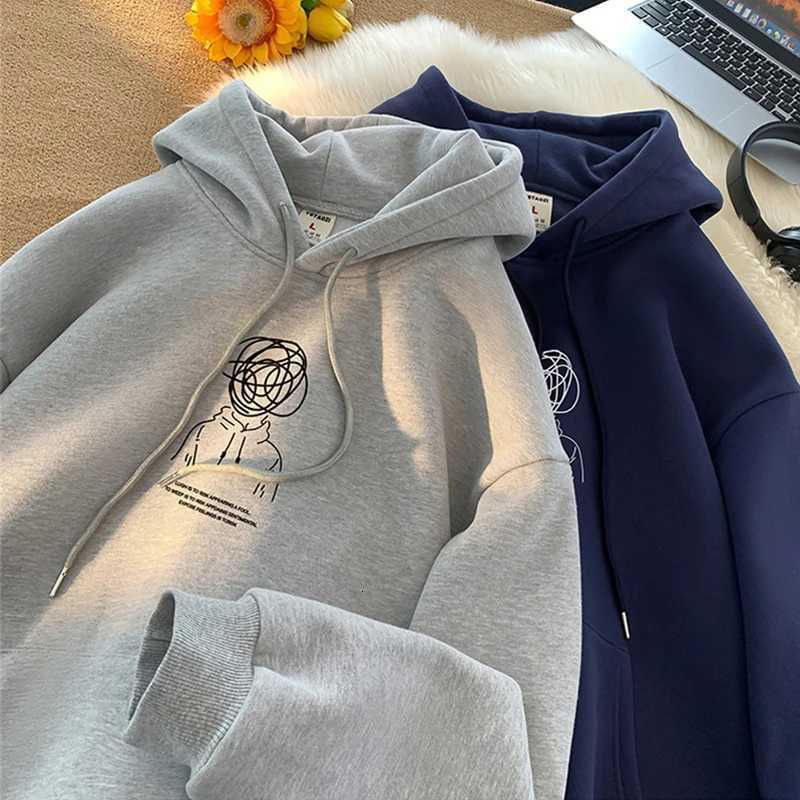 Cartoon Boy Brainstorming Printed Hoodies Mens Hip Hop Loose Sweatshirt Oversized Fashion Clothes Fleece Pullover SweatshirtsT251023