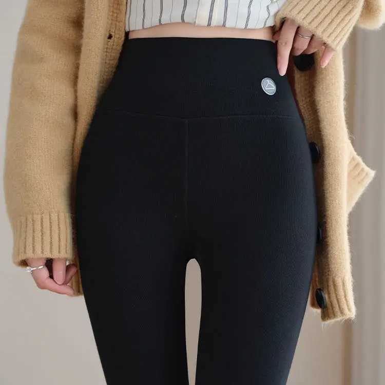 Pure Cotton Leggings Women Autumn Large Size High Waist Tight Ninepoint Thickened Small Feet Make Them Look Slim Warm PantsT251023