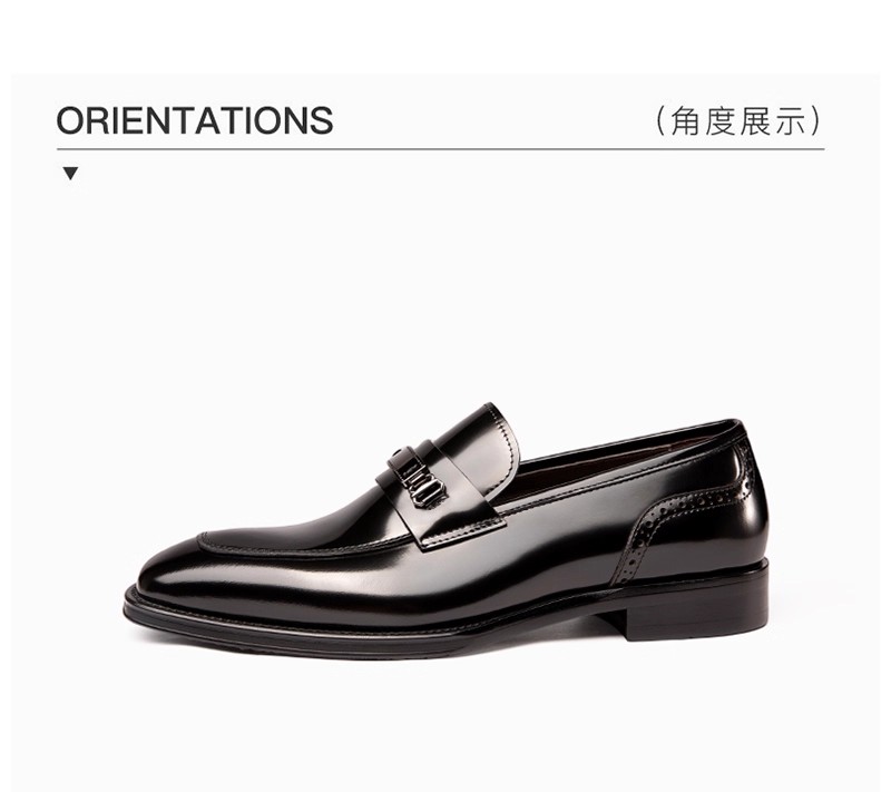 New business men's leather shoes, genuine leather slip-ons, British breathable shoes, high-end cowhide men's shoes, bright leather surface, 