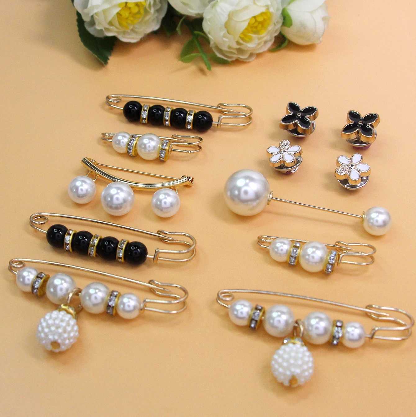 AINSI 12pcs Fashion Pearl Brooch Waist Cinching Adjustable Skirt Antislip Metal Pin Fixed Clothes DIY Accories Y251023