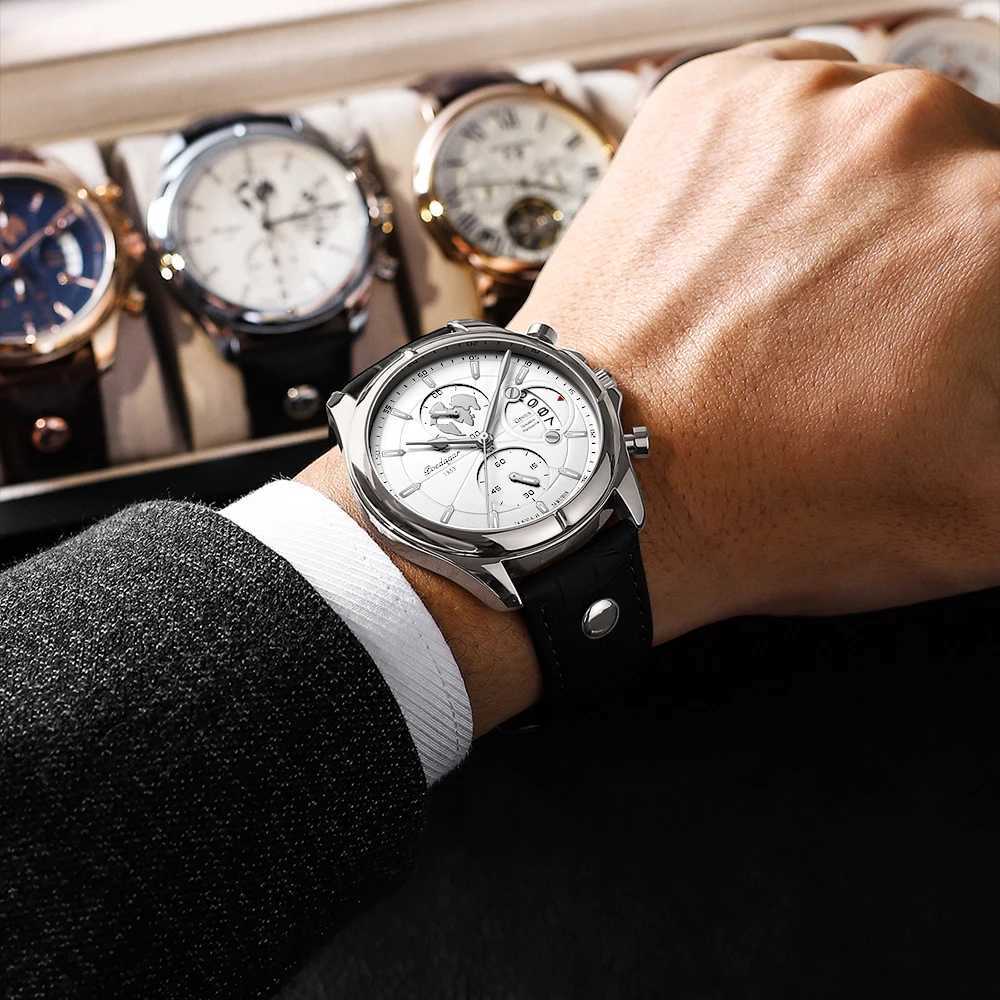 POEDAGAR Luxury Man Wristwatch Chronograph Date Waterproof Leather Men Watch Casual Quartz Mens Watches Sports Male Clock RelojL251023