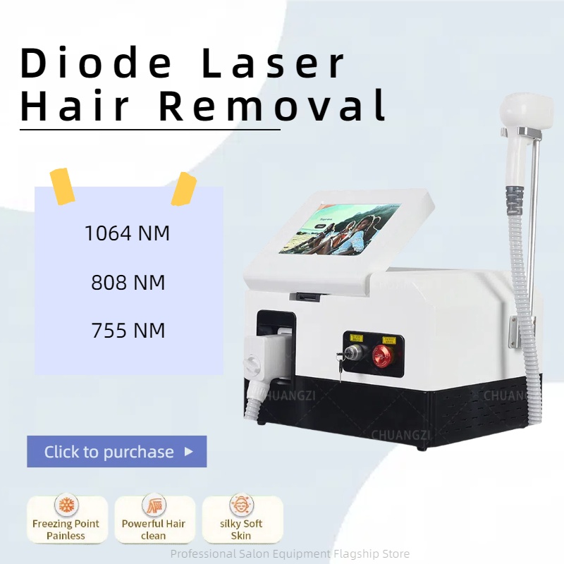 808nm+1064nm+755nm Three Wavelength Diode Laser Hair Removal Equipment Painless And Permanent Hot Selling