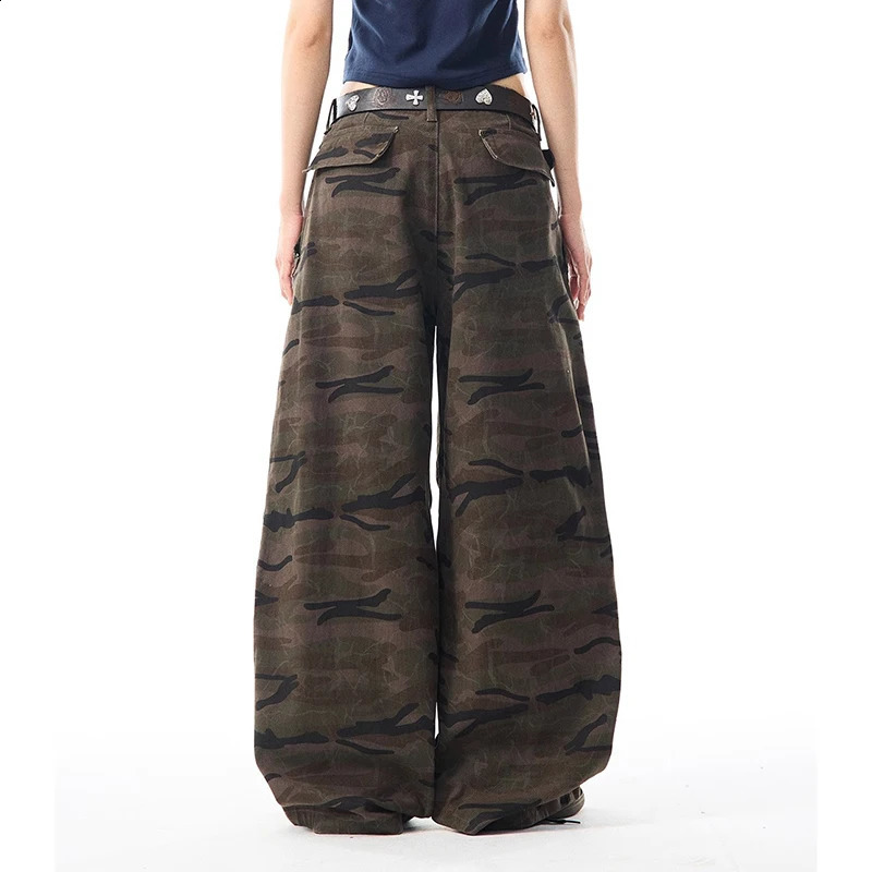 IEFB Camouflage Cargo Jeans High Street Mens Baggy Denim Pants Loose American Multi Pockets Versatile Wide Leg Trousers 9X1187 251018