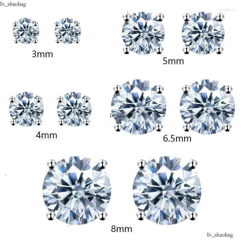 Stud Earrings 0.2-4CT 3-8mm Moissanite Screwback Women Sterg Sier 14K Gold Plated Moisanite Solitaire Pass