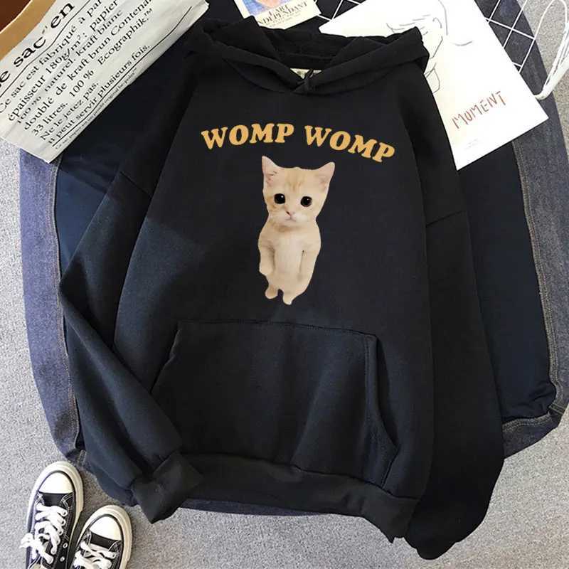 Funny Cat Womp Meme Print Hoodie Men Women Fashion Kawaii Hooded Sweatshirts Oversized Fleece Casual Pullovers StreetwearT251023