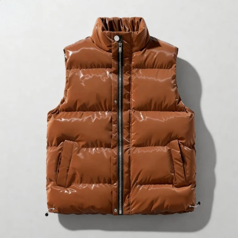 Autumn and Winter Unisex Fashionable Highquality Shiny Surface Warm Casual Loose Stand Collar Versatile Comfortable Vest 251023
