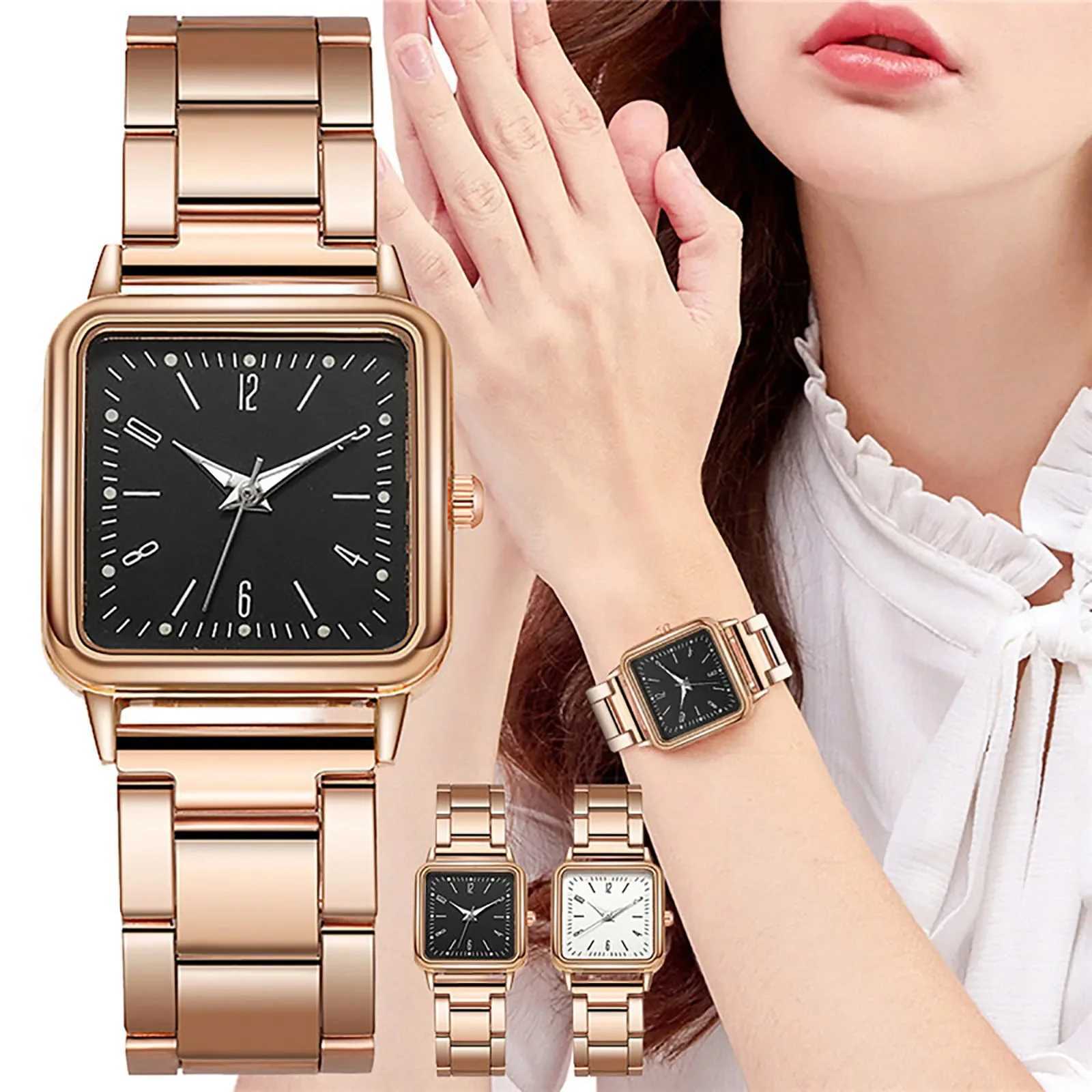 2024 Business Quartz Watch Women Rose Gold Simple Fashion Casual Brand Wristwatch Luxury Lady Square Watches Relogio FemininoL251023