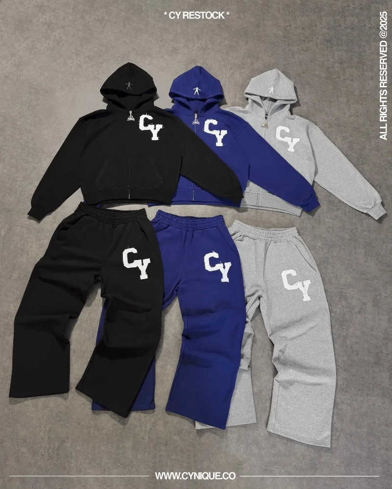 Y2K Gothic American embroidered letter n loose fashionable couple set High Street Harajuku punk trend hoodie 251021